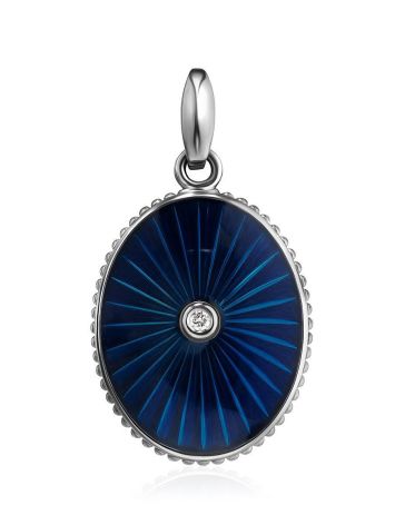 Blue Enamel Oval Pendant With Diamond The Heritage, image 