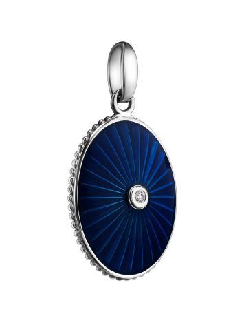 Blue Enamel Oval Pendant With Diamond The Heritage, image , picture 3