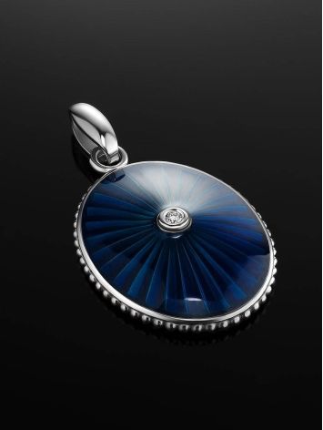 Blue Enamel Oval Pendant With Diamond The Heritage, image , picture 2