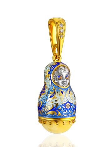 Whimsical Enamel Matryoshka Pendant With Natural Amber The Romanov, image , picture 4