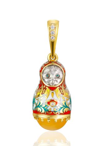 Designer Amber Enamel Matryoshka Pendant The Romanov, image 