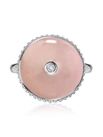 Romantic Silver Ring With Pink Enamel And Diamond The Heritage, Ring Size: 5.5 / 16, image , picture 3