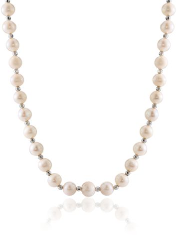 Refined Pearl Necklace With Faceted Beads The Oceania, image 