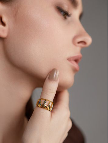 Designer Gilded Ring With Enamel "The Beatles", Ring Size: 9 / 19, image , picture 3