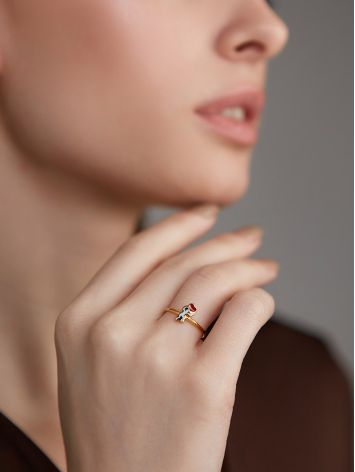 Cute Gilded Ring With Enamel "In Love", Ring Size: 6 / 16.5, image , picture 3