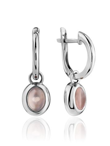 Refined Pinkish Quartz Dangle Earrings, image 