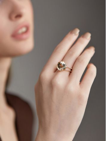 Bold Golden Ring With Yellow Citrine Centerpiece, Ring Size: 7 / 17.5, image , picture 3