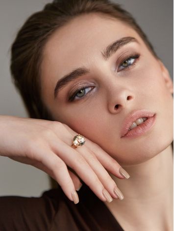 Bold Golden Ring With Yellow Citrine Centerpiece, Ring Size: 7 / 17.5, image , picture 6
