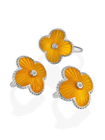 Clover Motif Enamel Earrings With Diamonds The Heritage, image , picture 4
