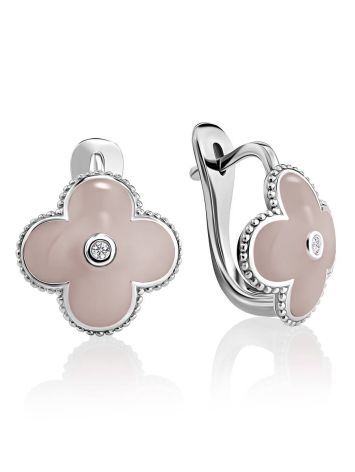 Silver Earrings With Diamonds And Enamel The Heritage, image 