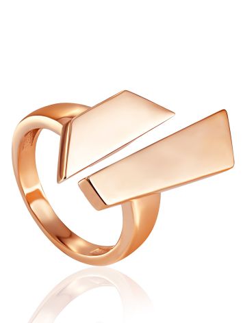 Geometric Design Rose Gold-Plated Ring The ICONIC, Ring Size: Adjustable, image 