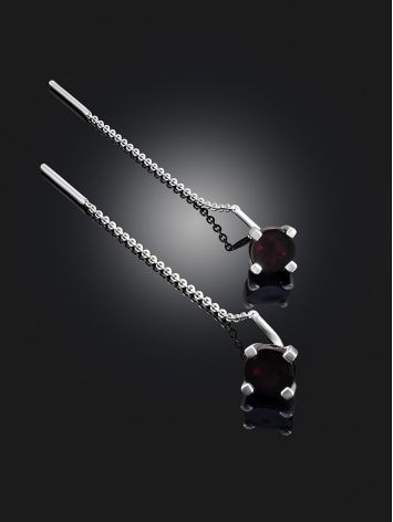 Refined Threader Chain Earrings With Baltic Amber, image , picture 2