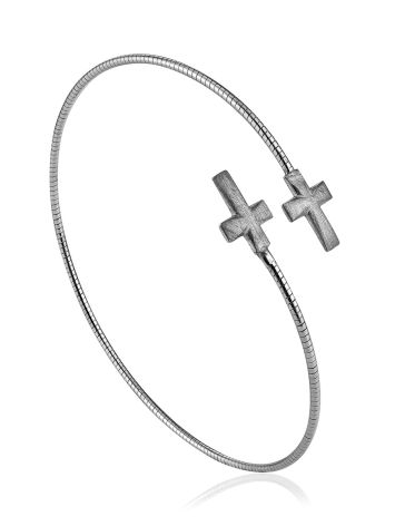 Bold Designer Cross Motif Bangle Bracelet The Silk, image 