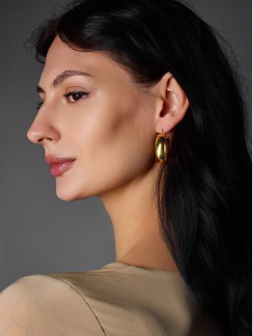 Glossy Gold-Plated Hoop Earrings The Silk, image , picture 3