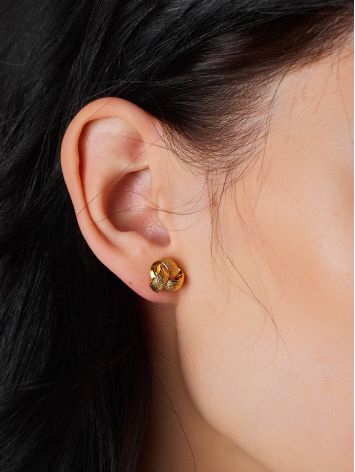 Chic Gilded Stud Earrings The Silk, image 