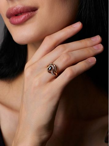 Golden Cocktail Ring With Diamonds And Sapphire The Mermaid, Ring Size: 6.5 / 17, image , picture 5