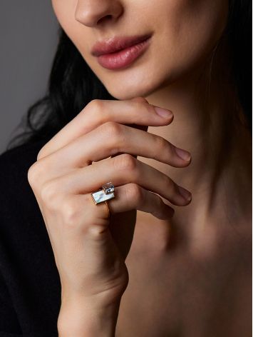 Gold Topaz Ring With Nacre, Ring Size: 6 / 16.5, image , picture 3