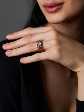Ornate Golden Ring With Topaz And Crystals, Ring Size: 6.5 / 17, image , picture 6