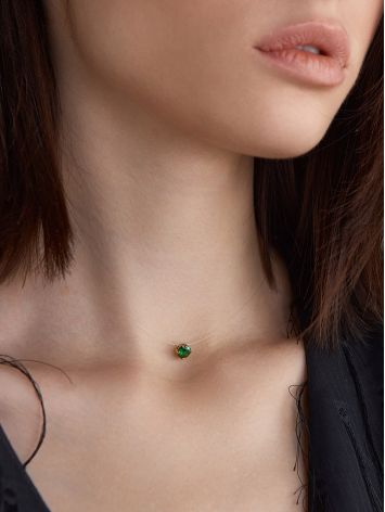 Invisible Necklace with Green Crystal The Aurora, Length: 40, image , picture 4