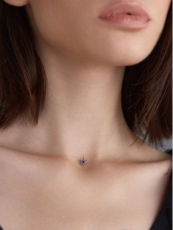 Invisible Necklace With Blue Crystal Snowflake The Aurora, Length: 39, image , picture 4