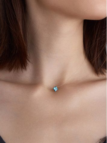 Invisible Necklace With Blue Crystal In Gold The Aurora, Length: 42, image , picture 4