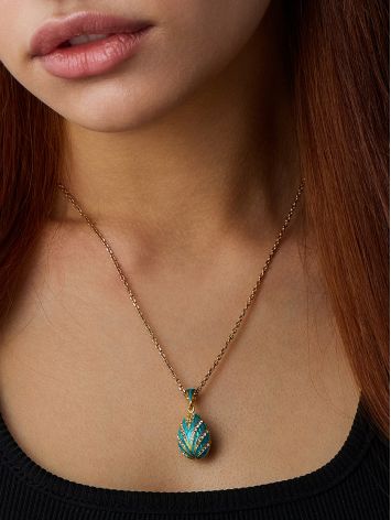 Bright Gold-Plated Egg Pendant With Enamel And Crystals The Romanov, image , picture 4