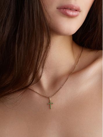 Wonderful Gold Emerald Cross Pendant, image , picture 3