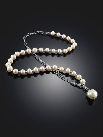 Designer Pearl Necklace With Hematite The Oceania, image , picture 2