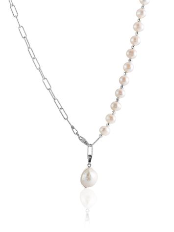 Designer Pearl Necklace With Hematite The Oceania, image 