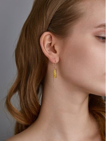Gilded Threader Earrings With Lemon Amber, image , picture 3