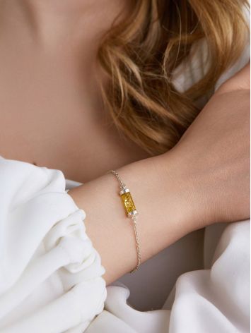 Delicate Chain Bracelet With Natural Amber, image , picture 4