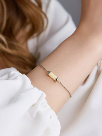 Stylish Chain Bracelet With Milky Colored Amber, image , picture 4