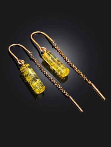 Gilded Threader Earrings With Lemon Amber, image , picture 2