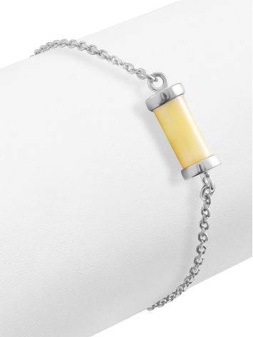 Stylish Chain Bracelet With Milky Colored Amber, image , picture 3