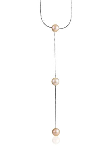 Chic Pinkish Pearl Tie Necklace The Oceania, image 