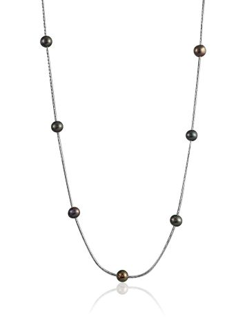 Fabulous Black Pearl Chain Necklace The Oceania, image 