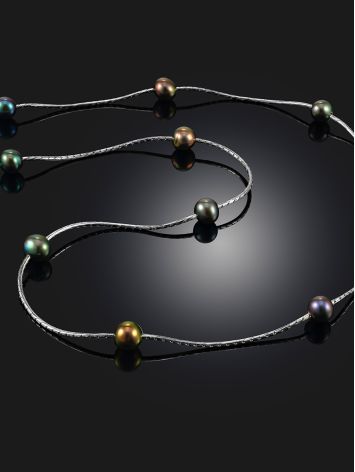 Fabulous Black Pearl Chain Necklace The Oceania, image , picture 2