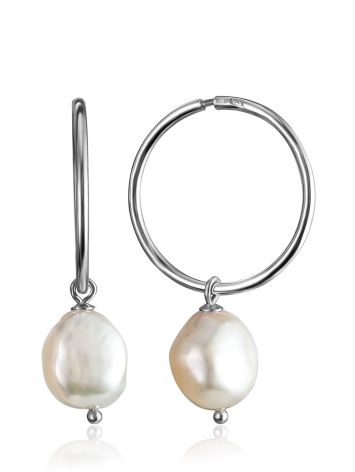 Trendy Hoop Earrings With Pearl The Oceania, image 