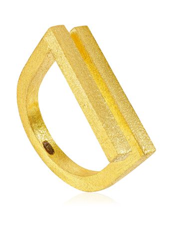 Bold Geometric Matte Gilded Ring The Silk, Ring Size: 8.5 / 18.5, image 