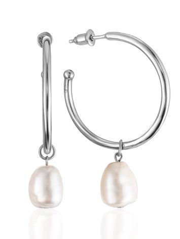 Gorgeous Hoop Earrings With Baroque Pearl The Oceania, image 