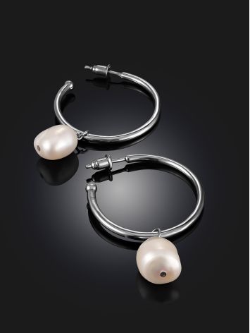 Gorgeous Hoop Earrings With Baroque Pearl The Oceania, image , picture 2