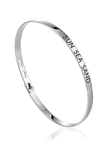 Trendy Bangle Bracelet With Engraving SUN SEA SAND The ICONIC, image 