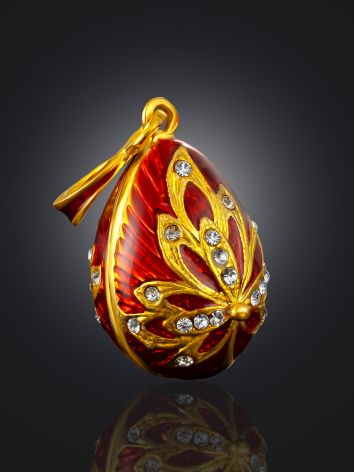 Leaf Motif Gilded Egg Pendant With Red Enamel And Crystals The Romanov, image , picture 2