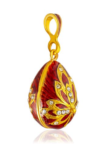 Leaf Motif Gilded Egg Pendant With Red Enamel And Crystals The Romanov, image , picture 3
