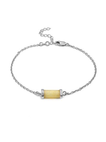 Stylish Chain Bracelet With Milky Colored Amber, image 