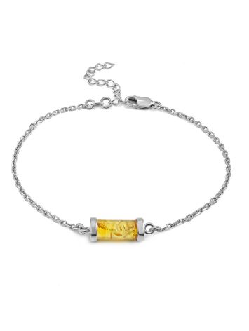 Delicate Chain Bracelet With Natural Amber, image 