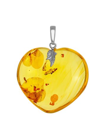 Cute Amber Heart Pendant, image 