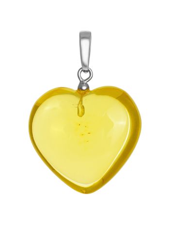 Glossy Amber Heart Shaped Pendant, image 
