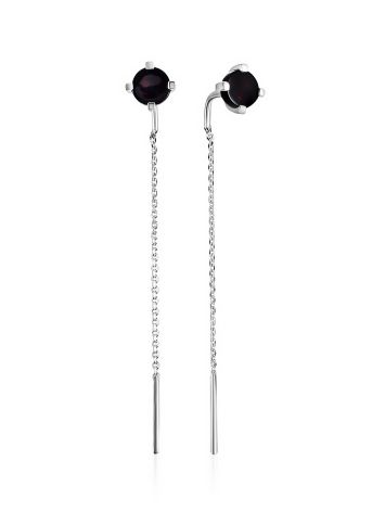 Refined Threader Chain Earrings With Baltic Amber, image 