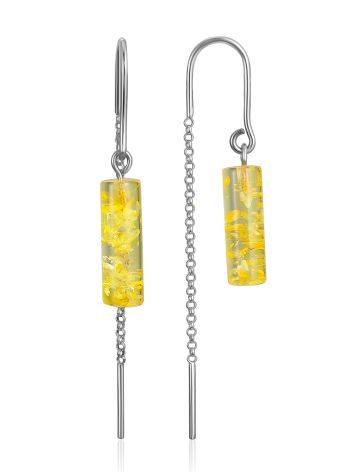 Classy Threader Earrings With Natural Amber, image 